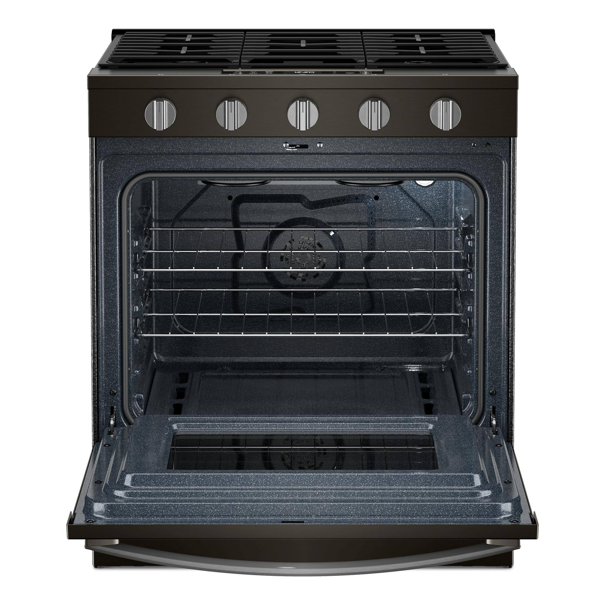 Alt View 1. Whirlpool - 5.0 Slide-In Gas Range with Air Cooking Technology - Black-on-Stainless.
