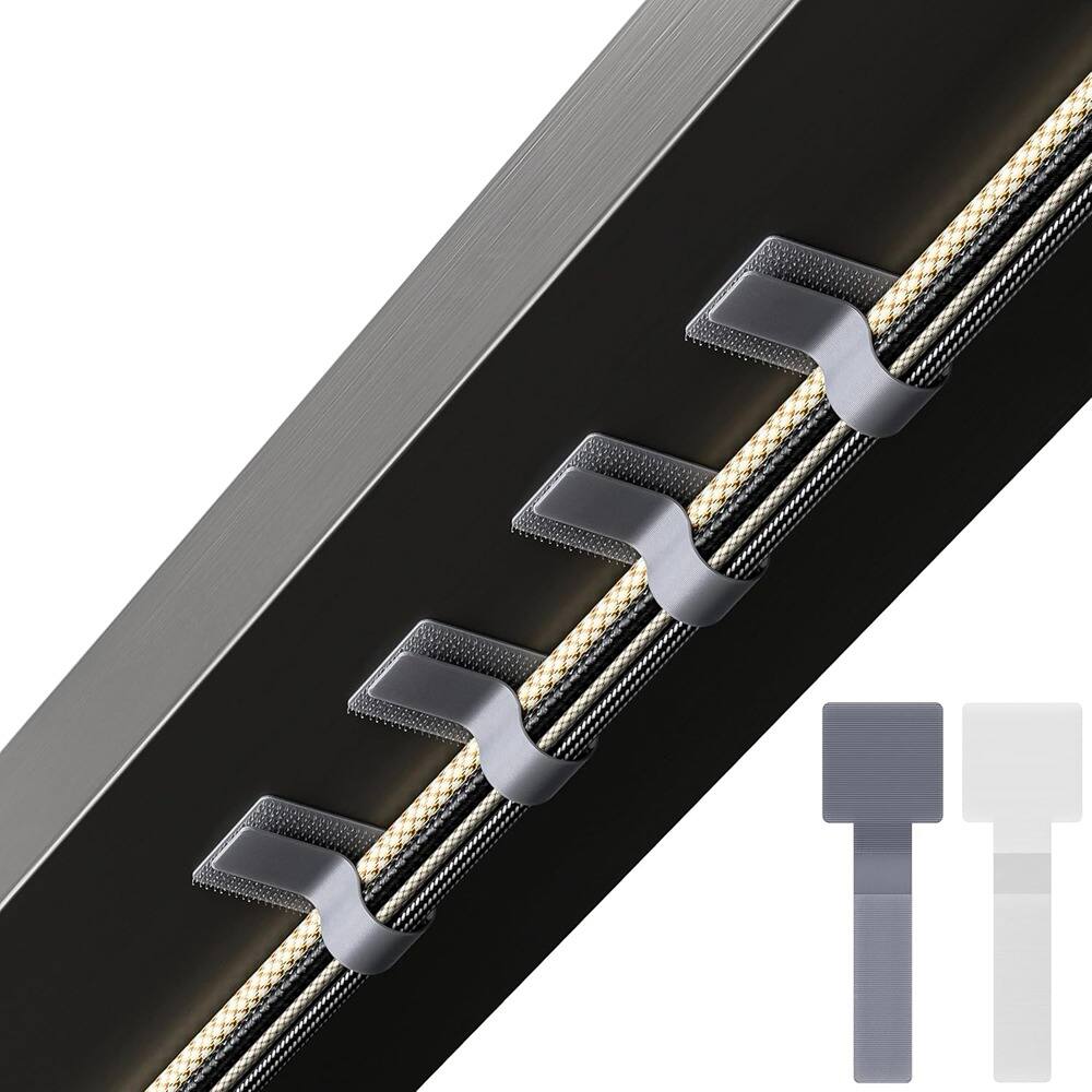 Front. THIRSTY TURTLE - 40-Pack Hook & Loop Cable Ties – Self-Adhesive Cord Organizer, Black.