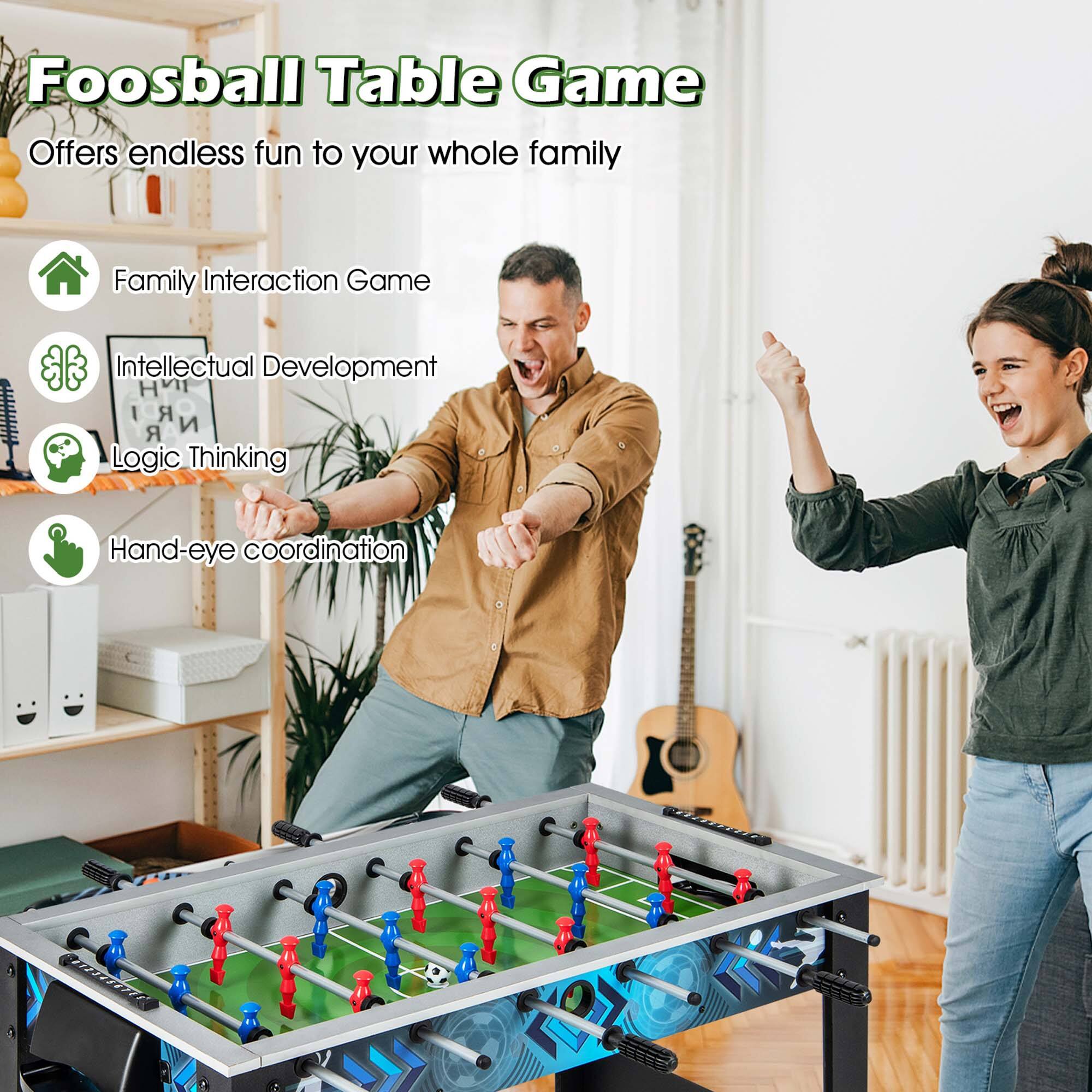 Foosball Table Game Offers endless fun to your whole family. Family Interaction Game. Intellectual Development. Logic Thinking. Hand-eye coordination.