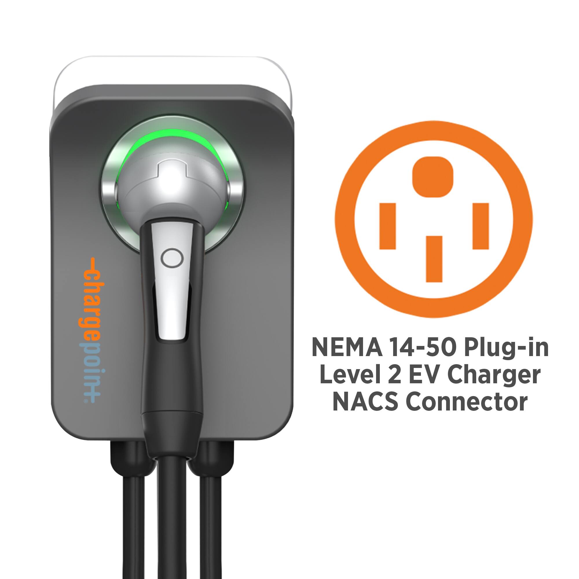 - ChargePoint
- NEMA 14-50 Plug-in Level 2 EV Charger
- NACS Connector