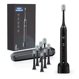Cluzine - Electric Soft Toothbrush IPX7 Waterproof Ultrasonic Multi-Mode Vibration Wireless Inductive Charging - Black