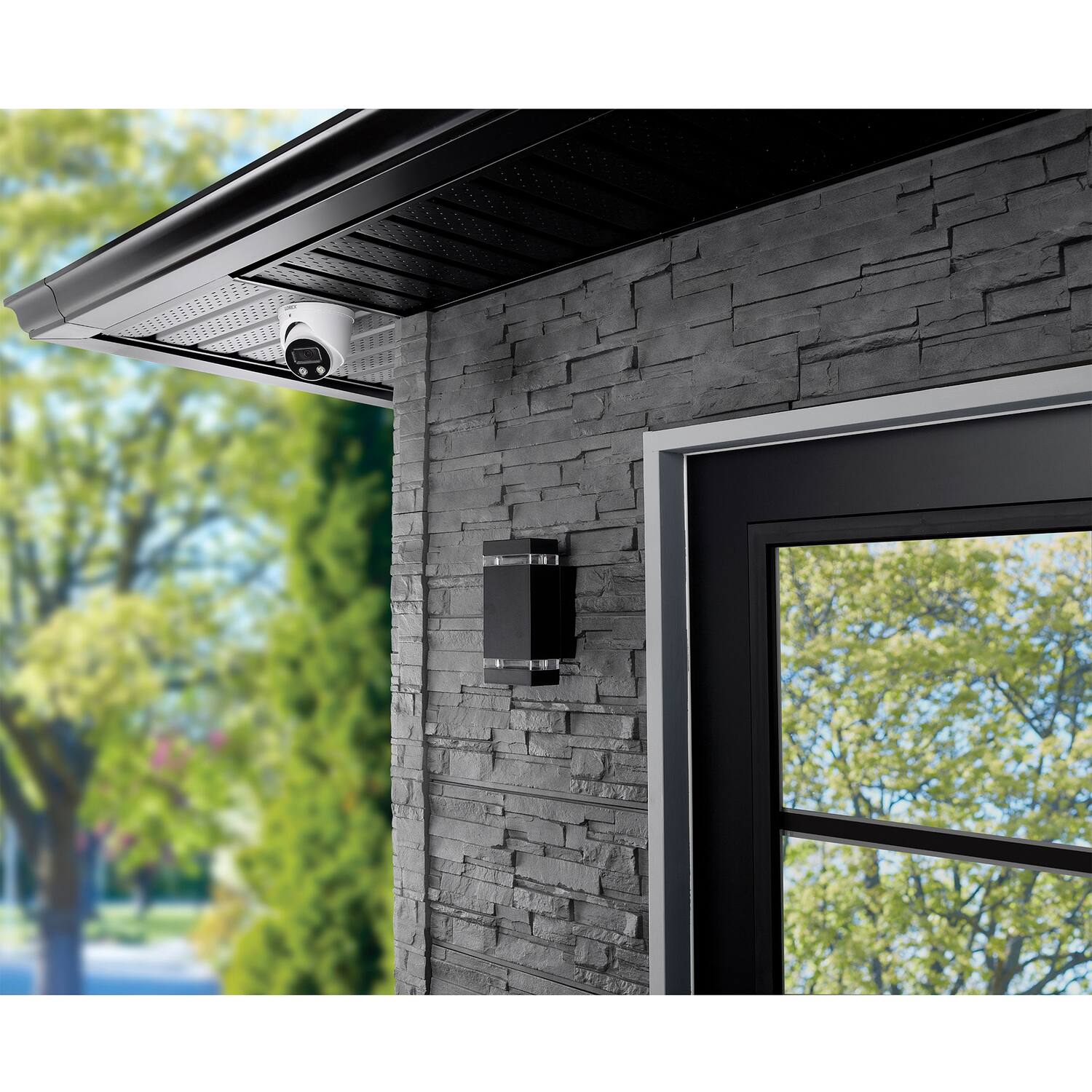 Back. Lorex - 4K Ultra HD Wired Analog Indoor/Outdoor Add-on IP Dome Security Camera, Smart Deterrence Plus - White.