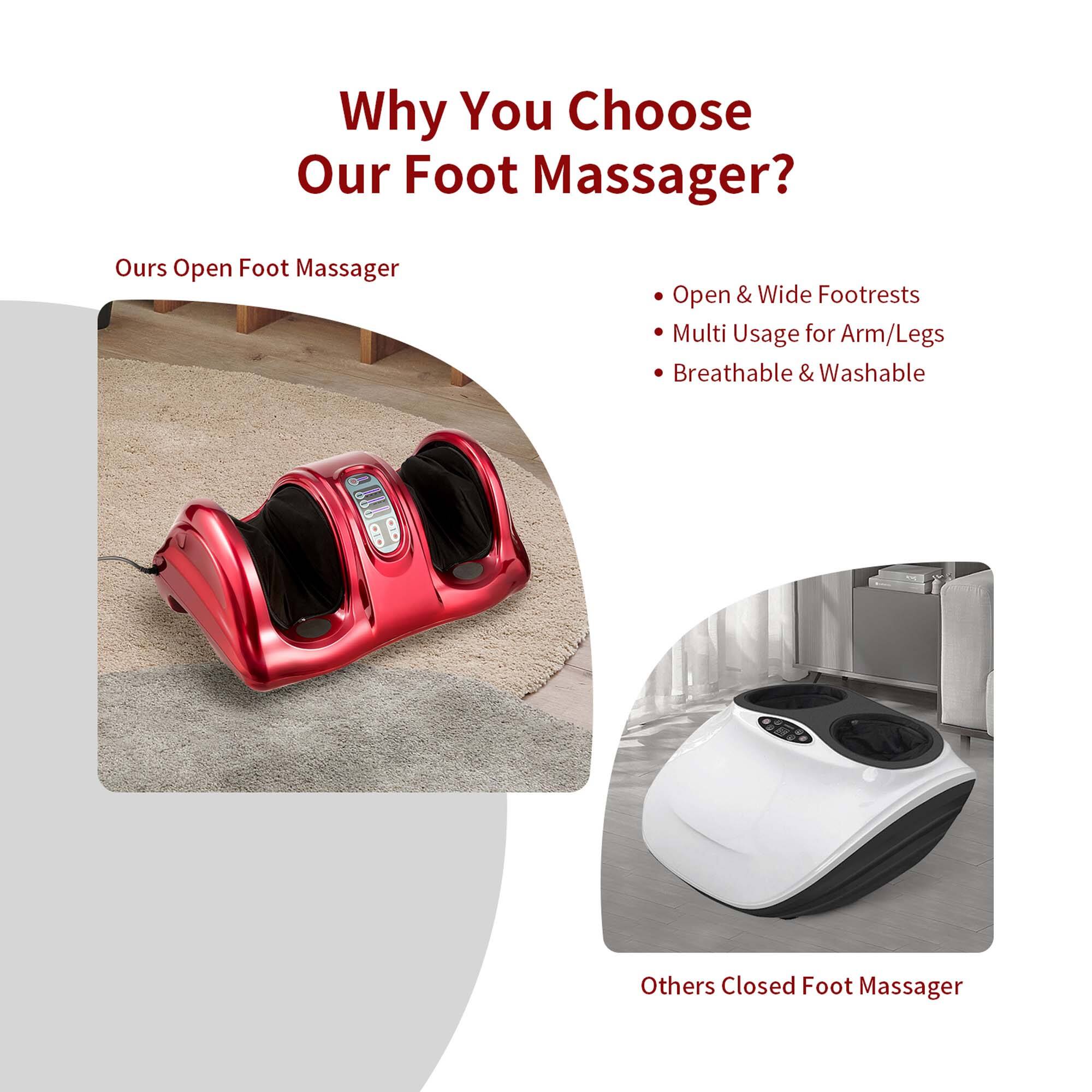 Why Choose Our Foot Massager?

Our Open Foot Massager offers:
- Open & Wide Footrests
- Multi Usage for Arm/Legs
- Breathable & Washable

In addition to the Open Foot Massager, we also provide:
- Others Closed Foot Massager