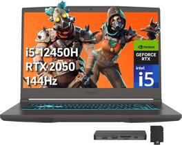 MSI - Thin 15 15.6" Gaming Laptop,64GB RAM,4TB SSD+128GB Dock Station,Intel i5-12450H,GeForce RTX 2050,Win 11 - Black