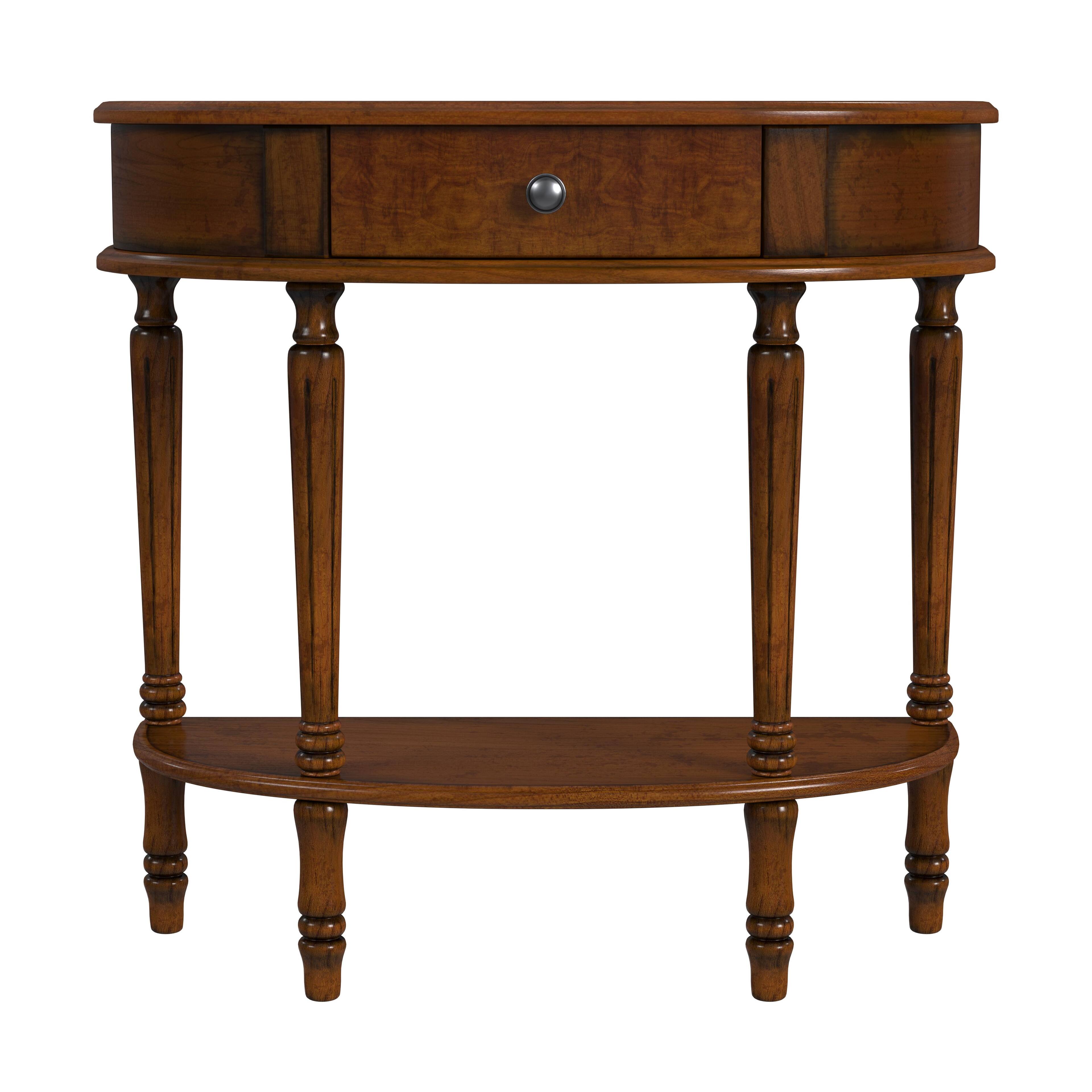 Alt View 1. Butler Specialty - Mozart 31.5 in. W Demilune Wood 1 Drawer Console Table with Open Lower Shelf - Medium Brown.