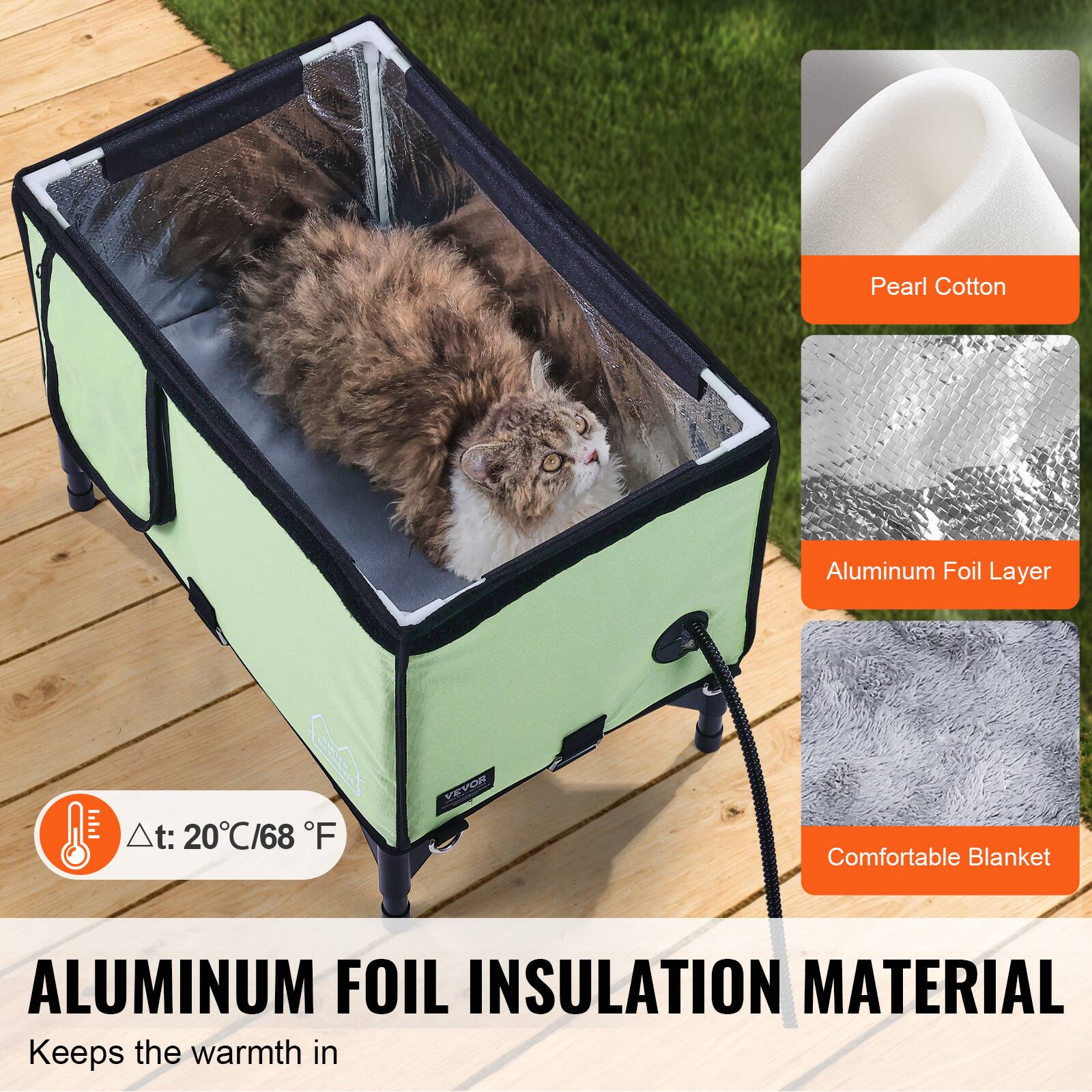 ALUMINUM FOIL INSULATION MATERIAL  
Keeps the warmth in  

Pearl Cotton  
Aluminum Foil Layer  
Comfortable Blanket  

Δt: 20°C/68°F