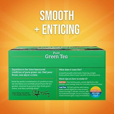 **SMOOTH + ENTAILING**

**Pure Green Tea**

Experience the time-honoured tradition of pure green tea. Feel your finest, one sip at a time.

"Amid the perfect combination of sunshine & rain, our tea leaves are carefully picked from the tea garden, steamed to preserve their fresh green colour, and then carefully dried."

Stephen Triing Matu Bender & 10s Family Heritage

**What does it taste like?**

A smooth tea with a fresh taste. Featuring a bright, honey yellow colour in your cup with an enticing aroma.

**Want tips on how to make it?**

**Hot Tea:**
Pour boiling water, cooled slightly for a few minutes, over tea bag. Steep for 2 minutes, remove & enjoy!

**Iced Tea:**
Fill a pitcher with boiling water, slightly cooled for a few minutes. Steep 4 tea bags for 2 minutes, remove, pour over ice to desired strength. Or use 1 tea bag in an iced tea-resistant glass. Enjoy immediately!

**DRINK HOT or ICED**