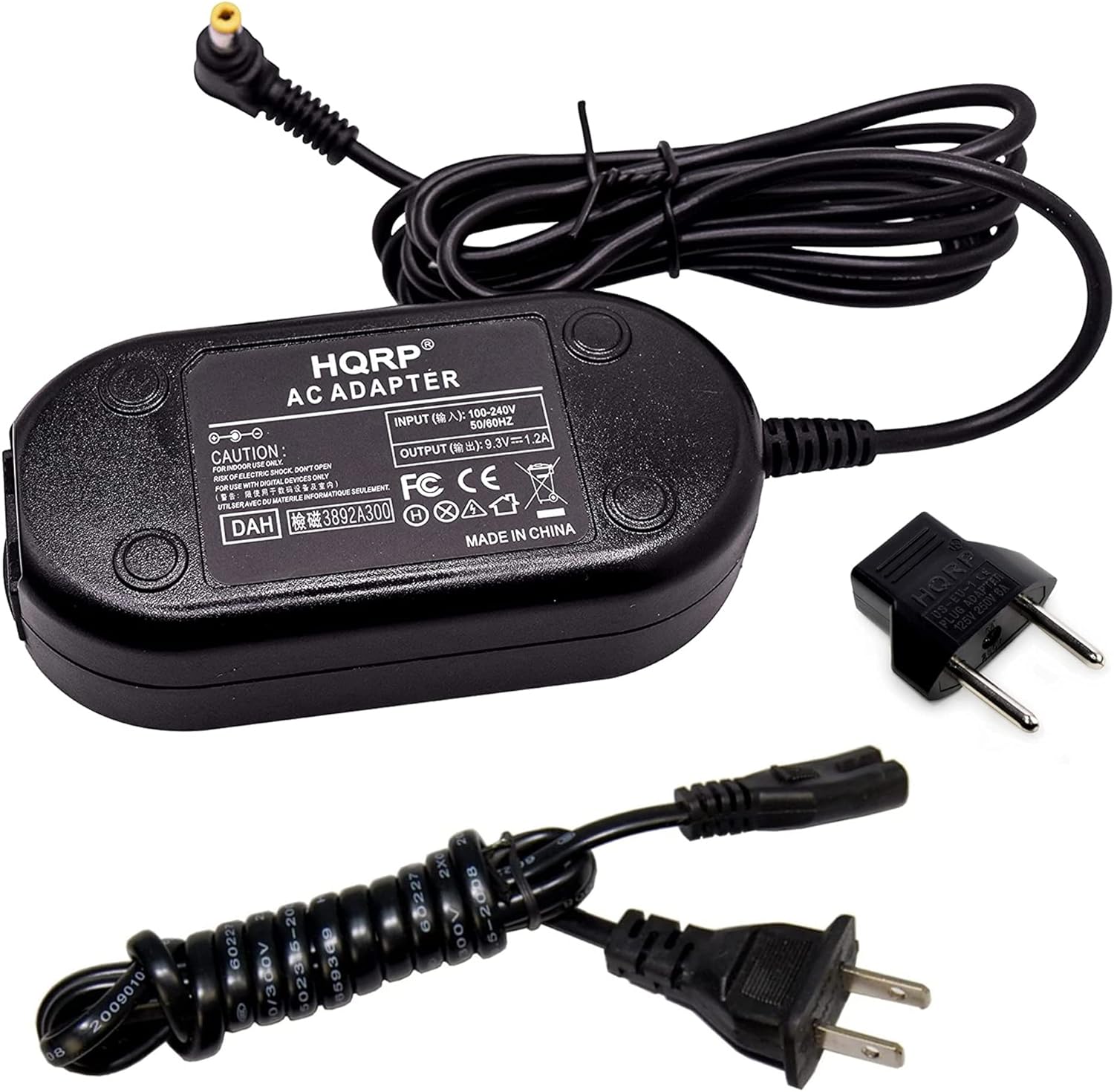 HQRP AC ADAPTER (100-240V INPUT 50/60HZ): 9.3V=1.2A OUTPUT (CAUTION - FORNDDDRYTE ~ -OK DONTDPEN - o - nEvORT UST CE - a WTOV & a & MELWER FC 1 R F a INFORMATION . MTL IV UTILMKAVE I 3892A300 H X DAH N0 MADE IN CHINA Hili S HORP EE 125V250VBA ADAPTE NO 0S PLUG VEST 2009010 0B 6022 V a 502385-20 659340 FN 2X 5227 N 6-2008 AO0