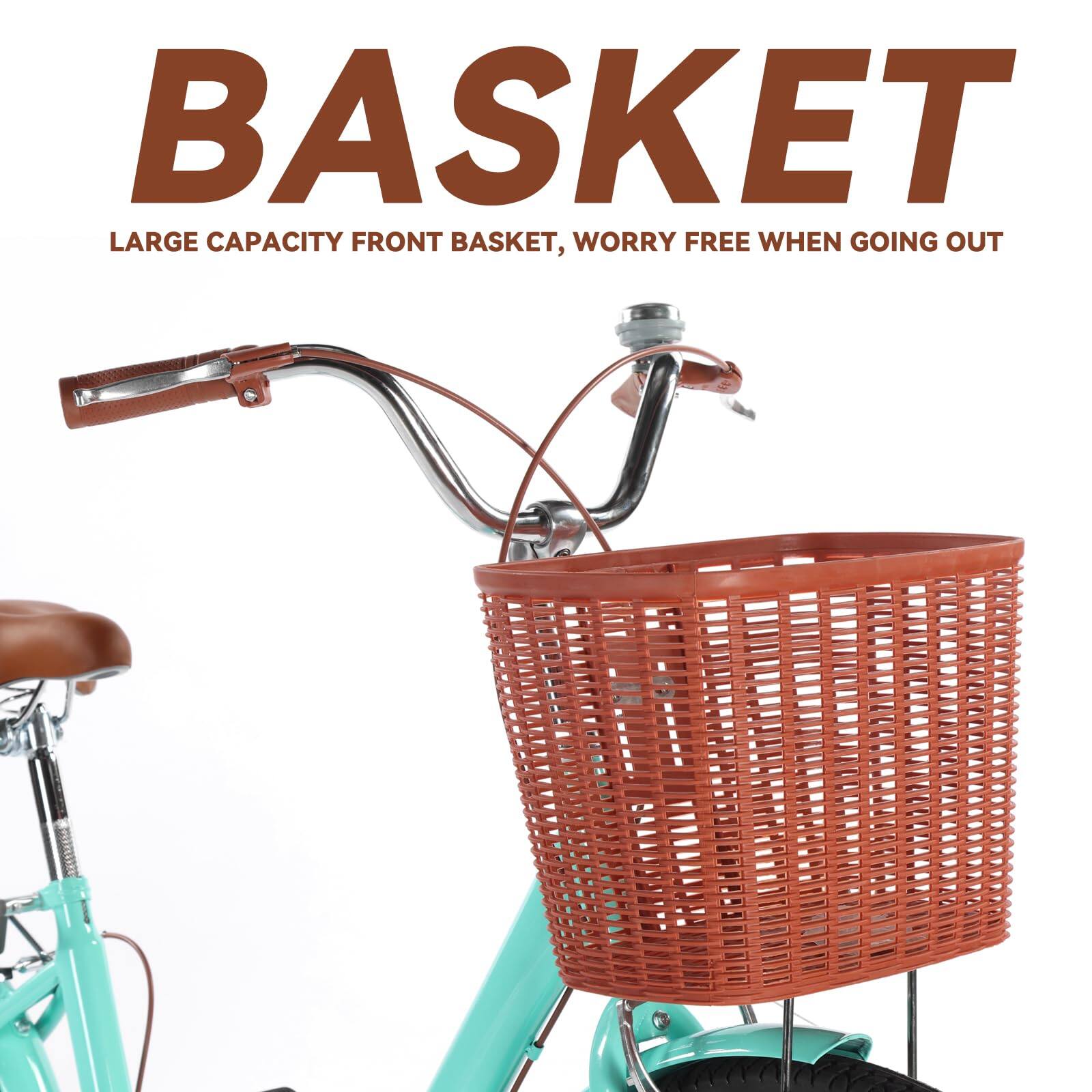 BASKET  
LARGE CAPACITY FRONT BASKET, WORRY FREE WHEN GOING OUT