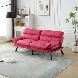 Tiramisubest - Bedroom furniture,Living room furniture,sofa with thick cushion,Sofa bed,Sleeper sofa with metal feet - Rose Red