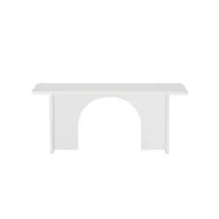 Front. FUFU&GAGA - FUFU&GAGA Arched Desk – Elegant Home Office & Study Workspace - White.