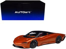 McLaren Speedtail Top and Suitcase Accessories 1/18 Model Car by Autoart - Volcano Orange Metallic With Black