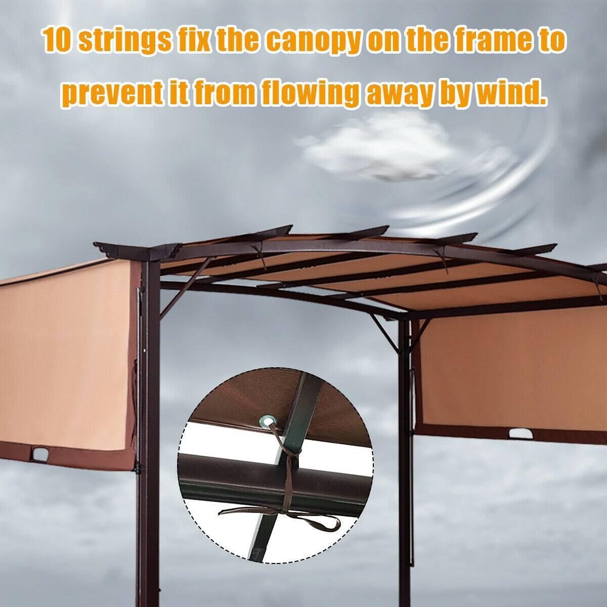 10 strings fix the canopy on the frame to prevent it from flowing away by wind.