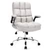 Front. Gymax - Gymax High Back Big & Tall Office Chair Adjustable Swivel w/Flip-up Arm Beige - Beige.
