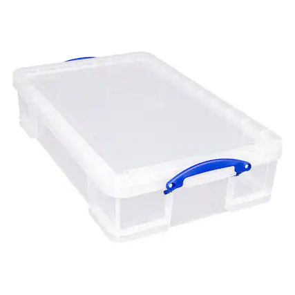 Front. Really Useful Box - Really Useful Box 33L Storage Container w/Snap Lid & Clip Lock Handle, Clear - Clear.