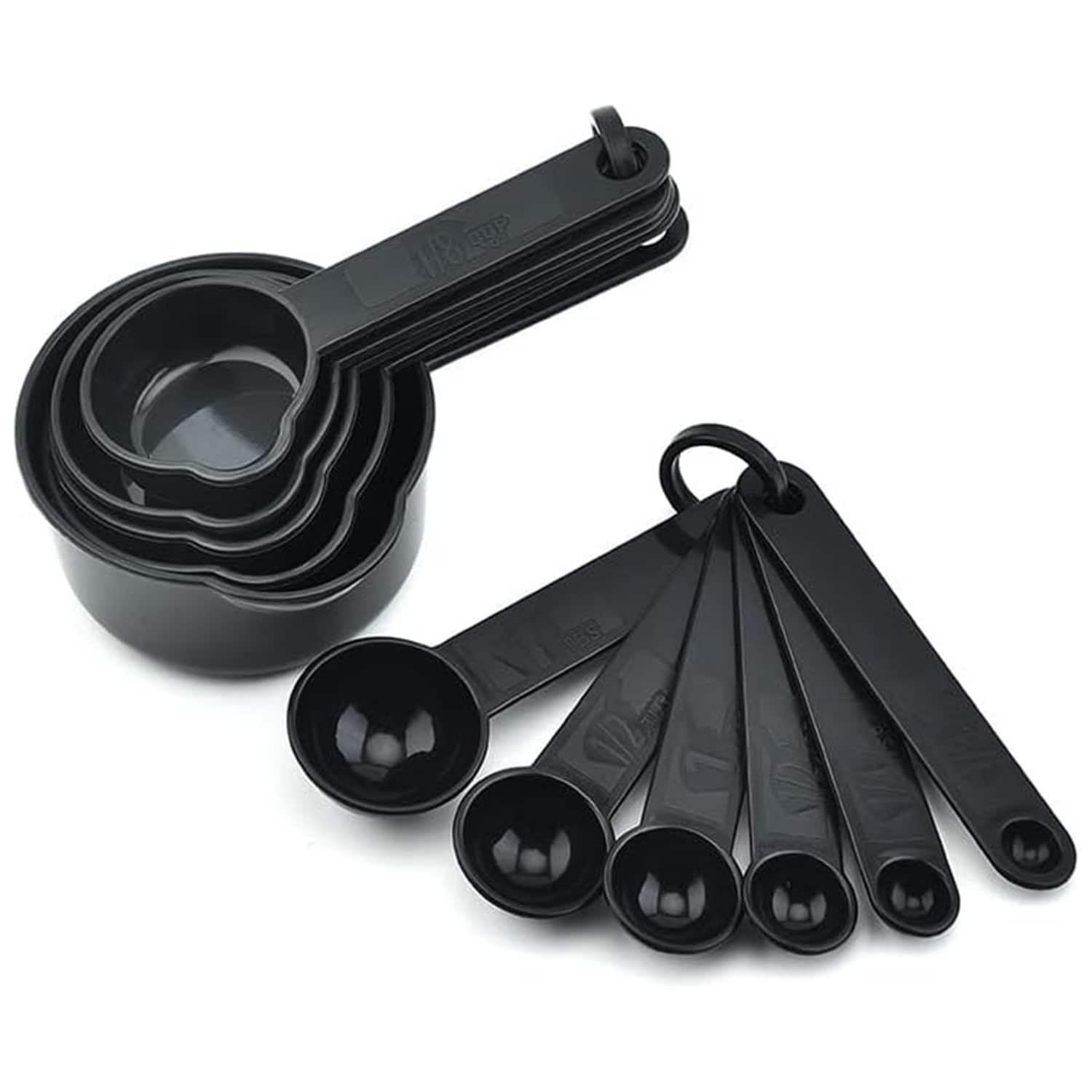 Giantpower - Plastic Measuring Cups and Spoons Set of 11 Color - Black