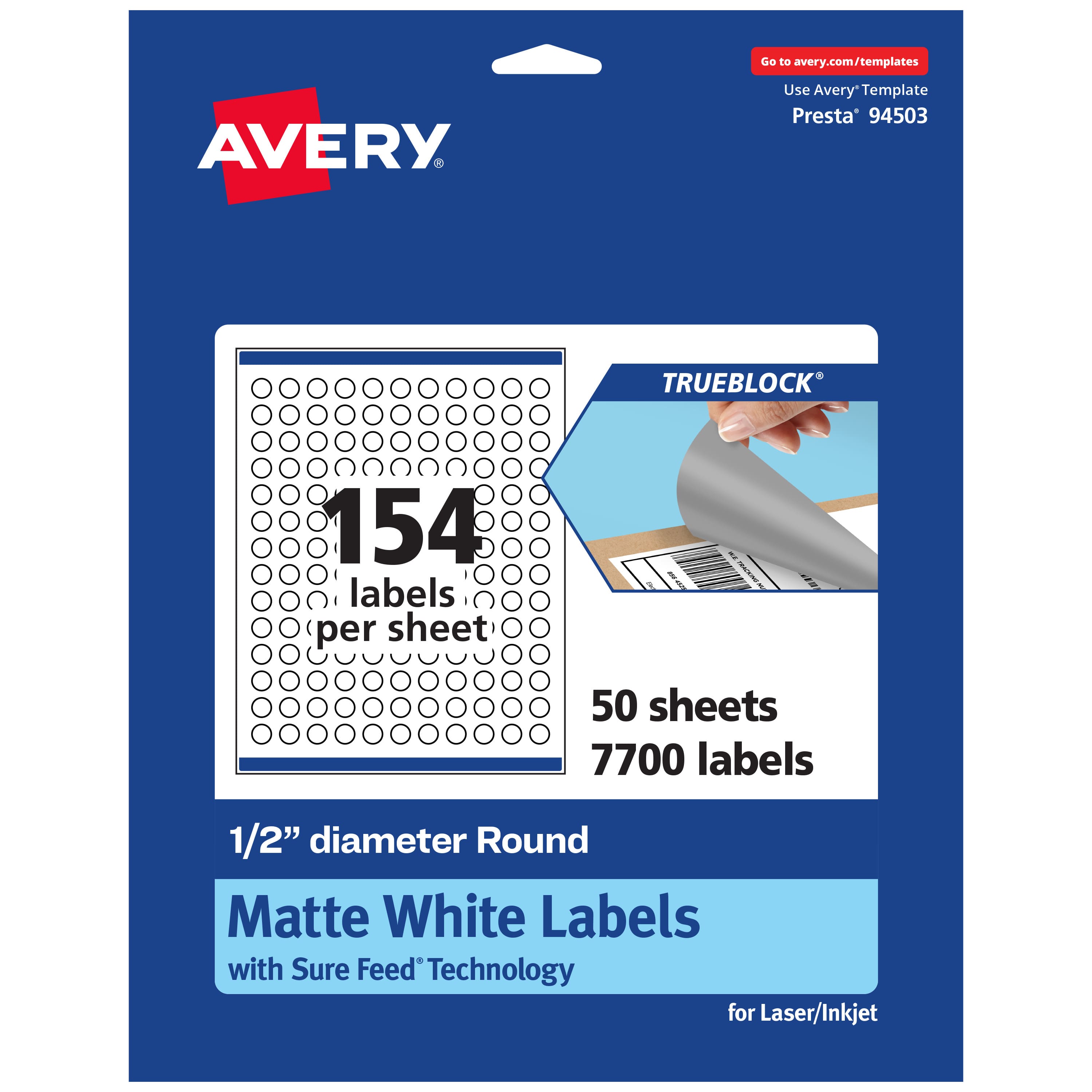 "Avery - TrueBlock Round Labels, 0.5"" Diameter, 7,700ct - White" price history on PriceWatchPro