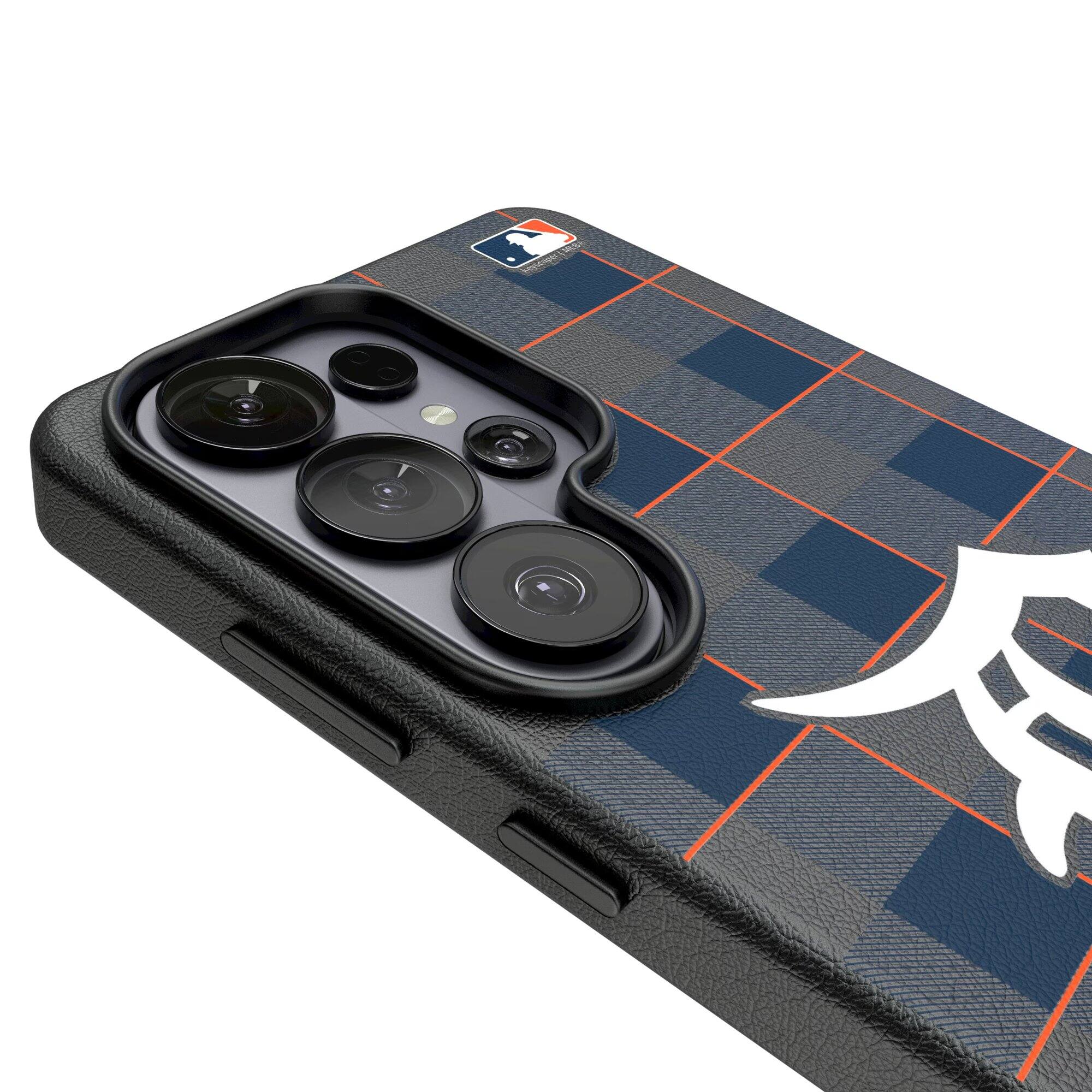 Alt View 2. Keyscaper - Detroit Tigers Plaid Galaxy Magnetic Bump Case - S25 Ultra - Black.