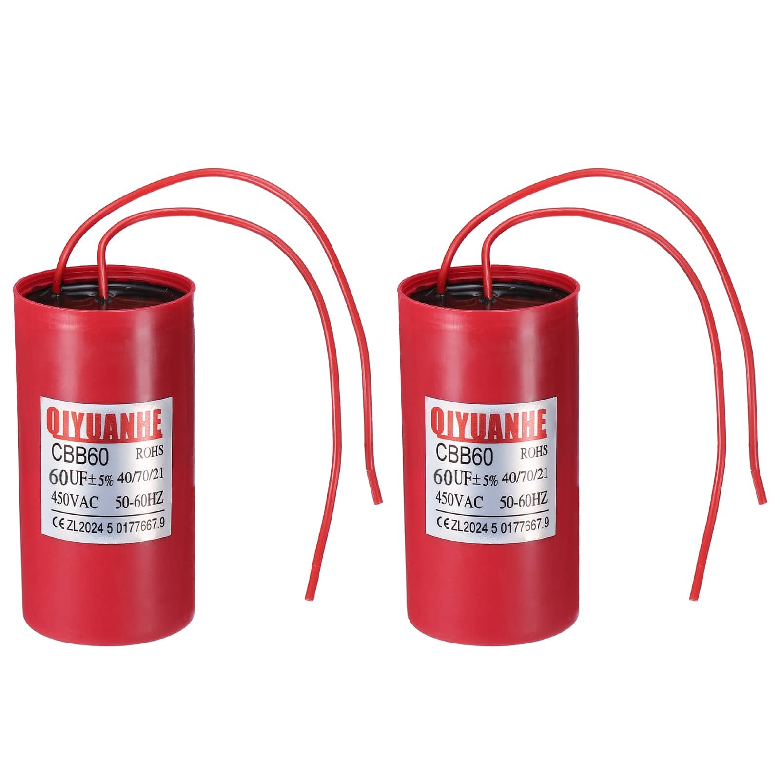 Unique Bargains - 2pcs 60uF CBB60 Run Capacitor, 450VAC Start/Run 50-60Hz for Refrigerator Motor Air Compressor - Red price history on PriceWatchPro