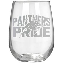 Great American Products - Carolina Panthers Etched 17oz. Rally Cry Stemless Wine Glass - Multicolor
