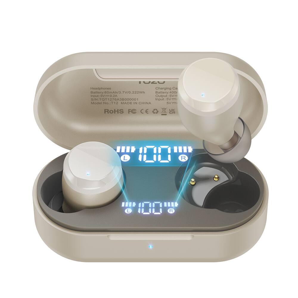 19GU Headphones Charging Case  
Battery: 60mAh/3.7V/0.222Wh  
Battery: 400mAh  
Input: 5V/20.2A  
Output: 5V  
N: TOT1276A3B000001  
Input: SV POI  
Model No.: T12  
MADE IN CHINA  
5V  
RoHS  
FC  
CE  
CA  
1010  
L  
R  
L  
108  
R