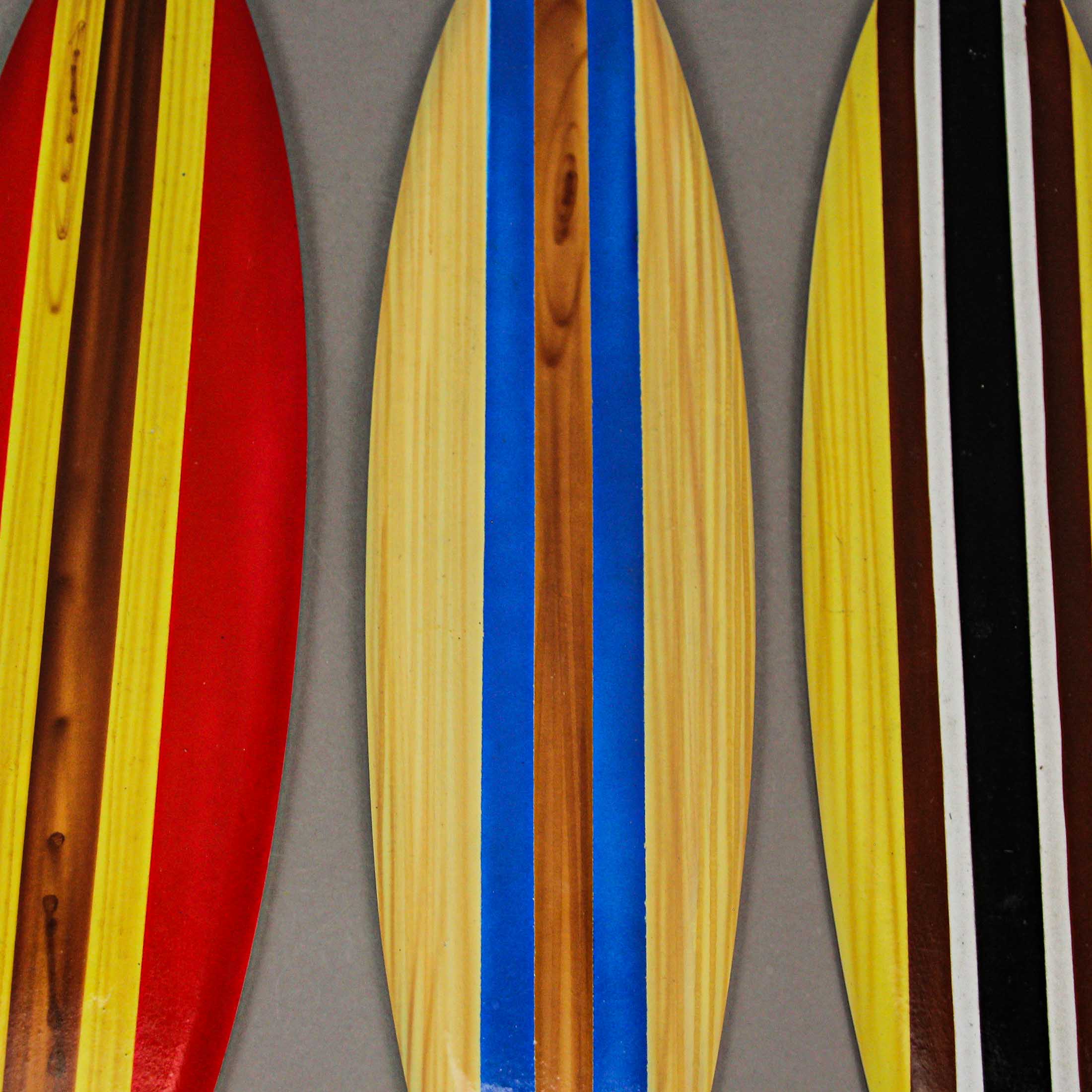 Alt View 5. Zeckos - Set of 6 Handcrafted Wood Surfboard Wall Sculptures Beach-Themed Home Decor - Multicolored.