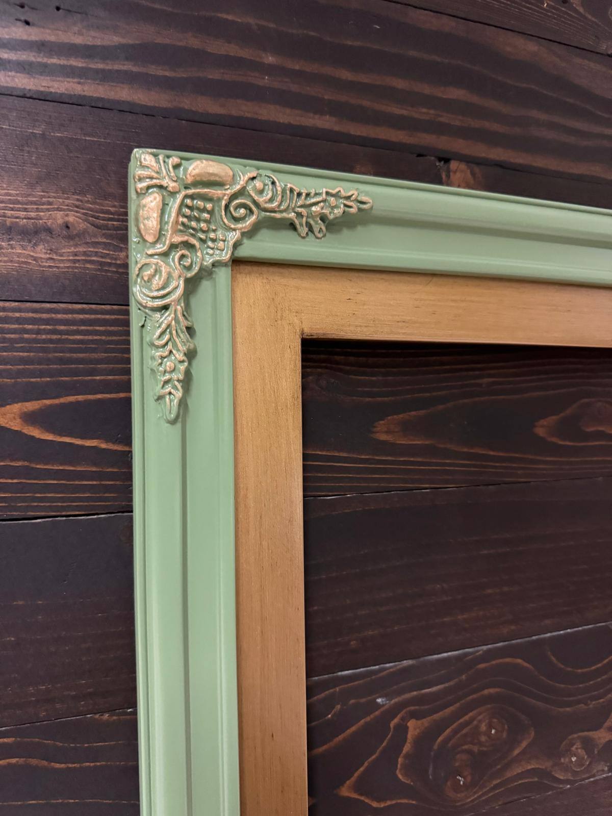Alt View 1. LAREDO FRAME FACTORY - 55 inch Hisense Canvas TV Ornate frame, Canvas TV by Hisense - CACTUS VALLEY GREEN WITH GOLD ACCENTS.