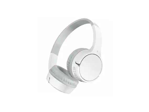 Front. Belkin - Belkin AUD002btWTV3 SoundForm Mini Wireless On-Ear Headphones for Kids - White - White.