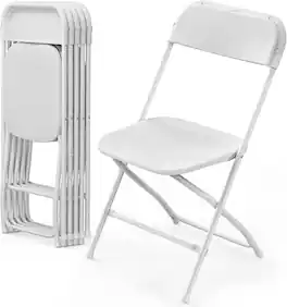 Winado - Portable Plastic Folding Chair, 6PCS Commercial Seat with Steel Frame for Indoor Outdoor Wedding Party Picnic Dining - White