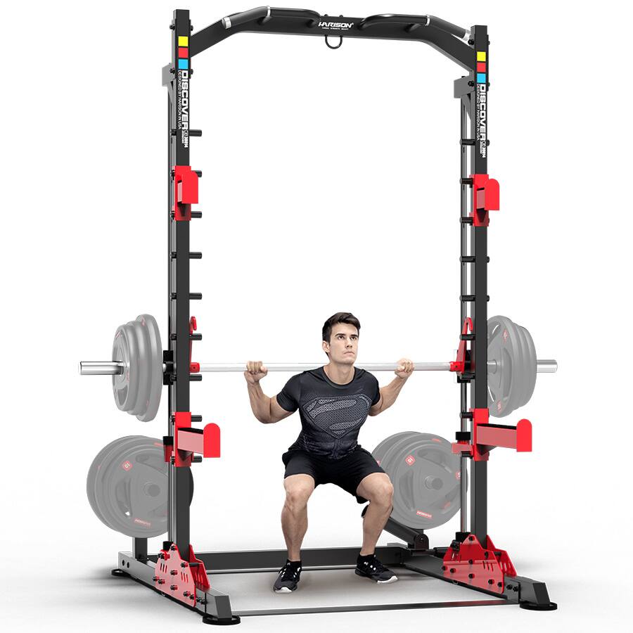 HARISON - Multifunction Squat Rack for Home Gym, Power Cage with Pull-Up Bar, Home Gym (BBG30814) - Black