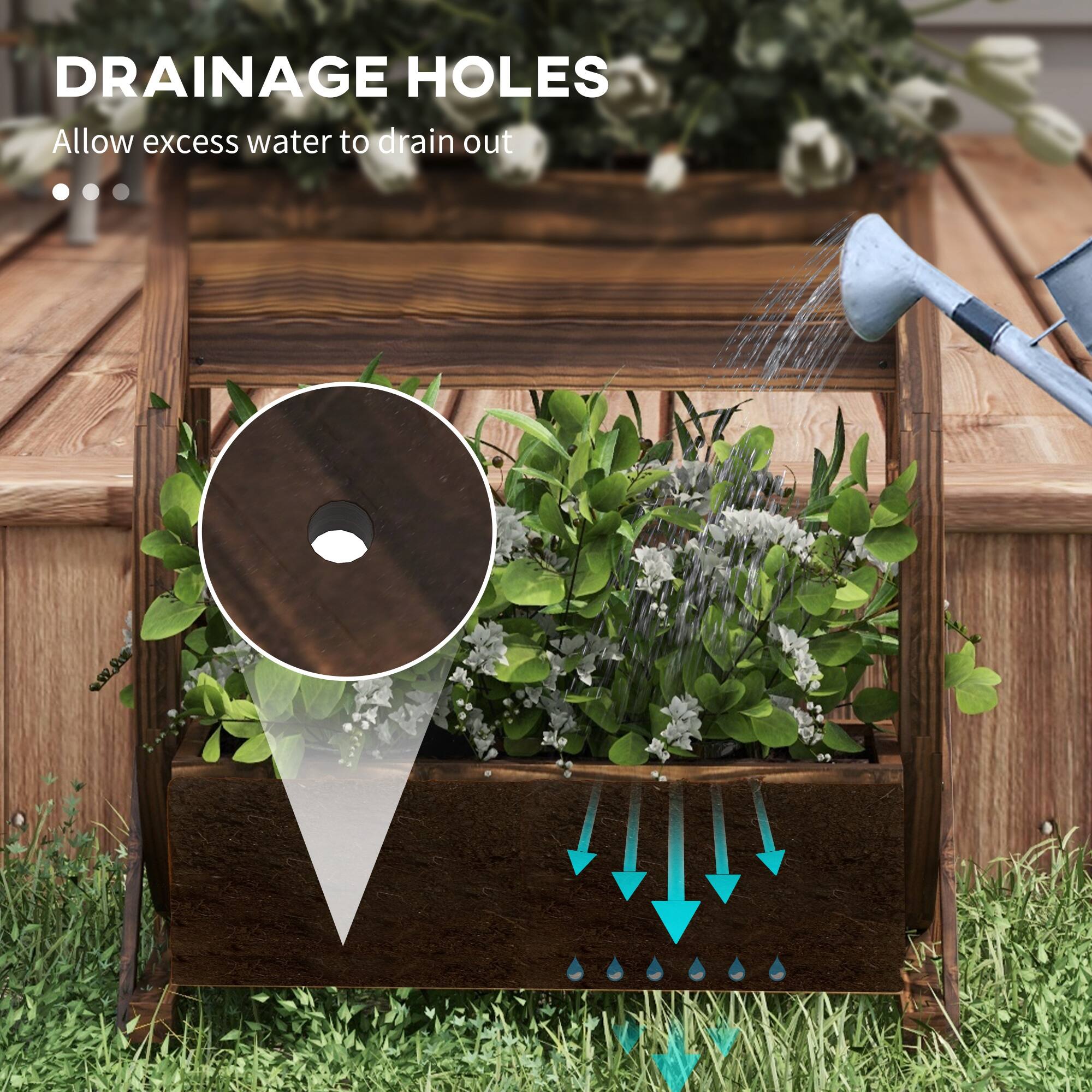 DRAINAGE HOLES
Allow excess water to drain out