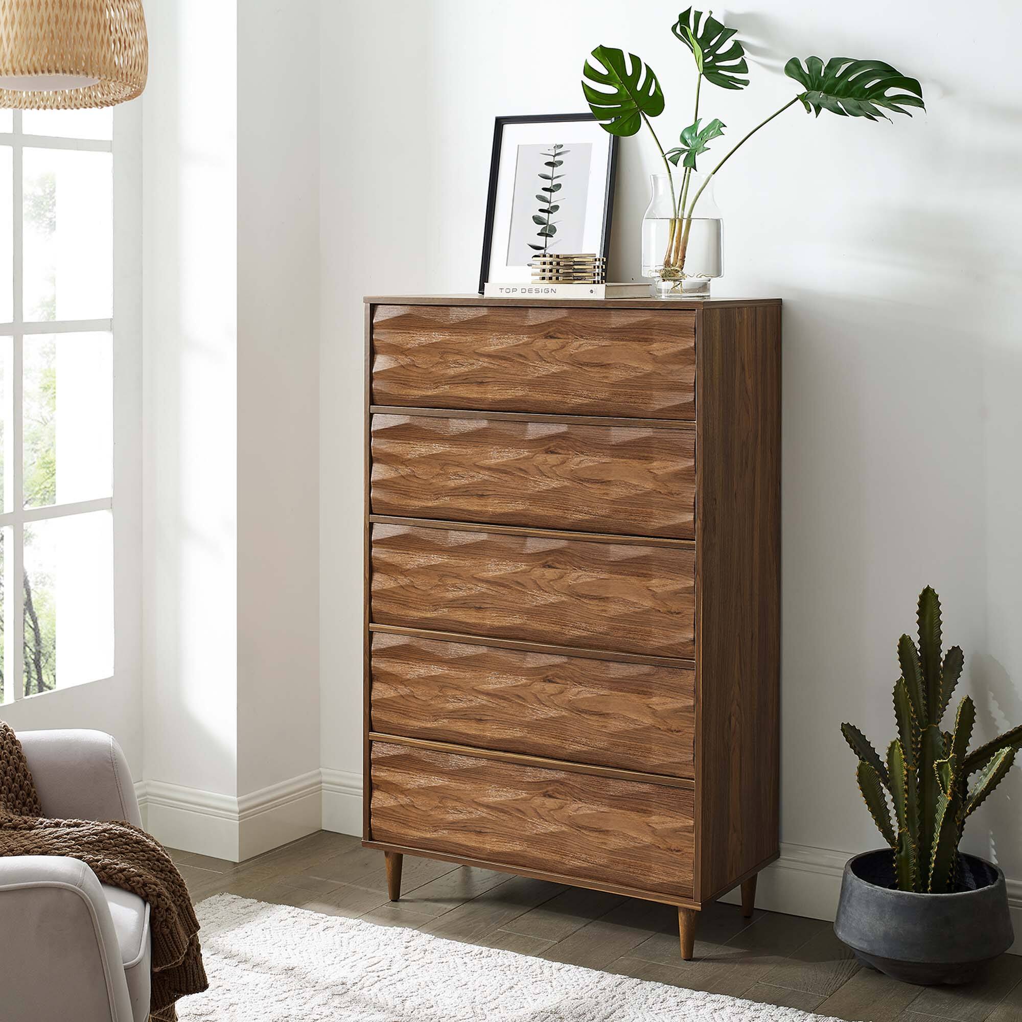 Front. Modway - Vespera 5-Drawer Chest by Modway - Walnut.