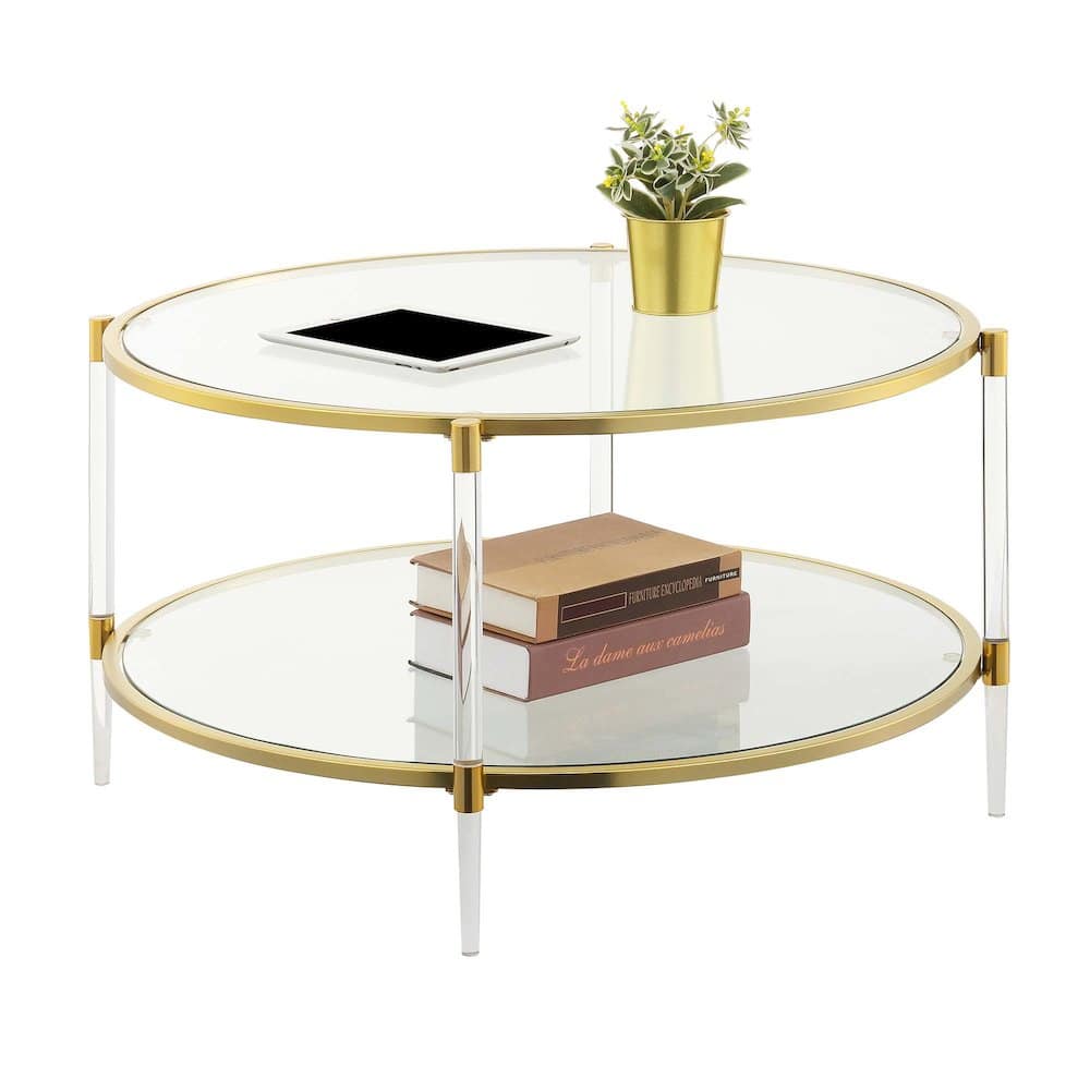 Convenience Concepts - Royal Crest Acrylic Glass Coffee Table - Clear/Gold