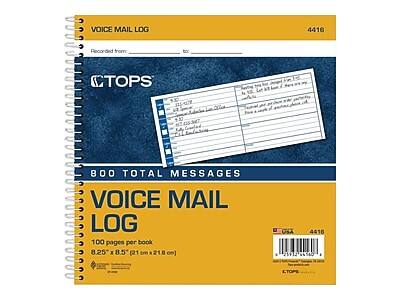 VOICE MAIL LOG  
4416  
Recorded from: [Box CTOPS]  

800 TOTAL MESSAGES  

VOICE MAIL LOG  
100 pages per book  
8.25" x 8.5" (21 cm x 21.0 cm)  

CTOPS  
USA  
4416