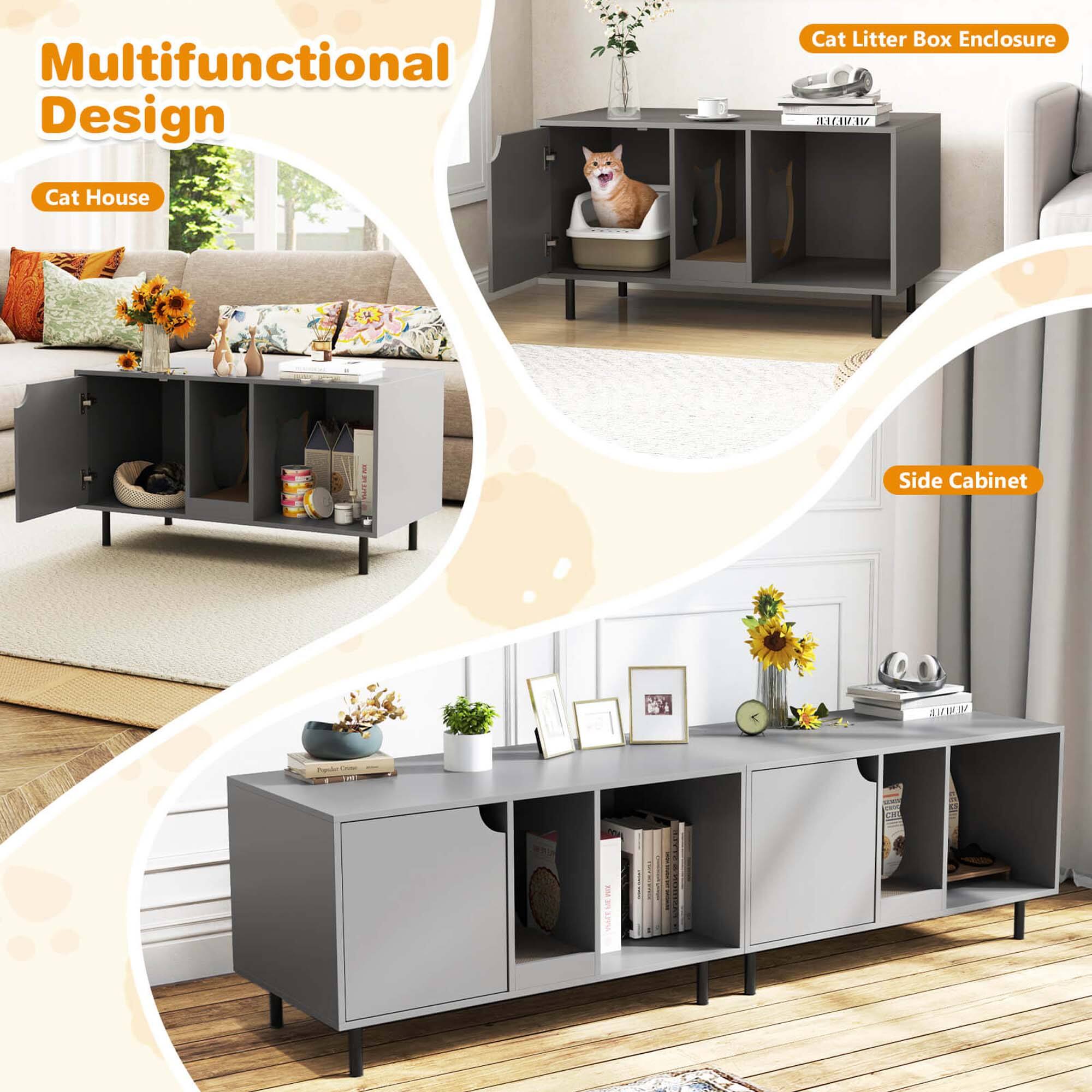 Multifunctional Design

- Cat House
- Cat Litter Box Enclosure
- Side Cabinet