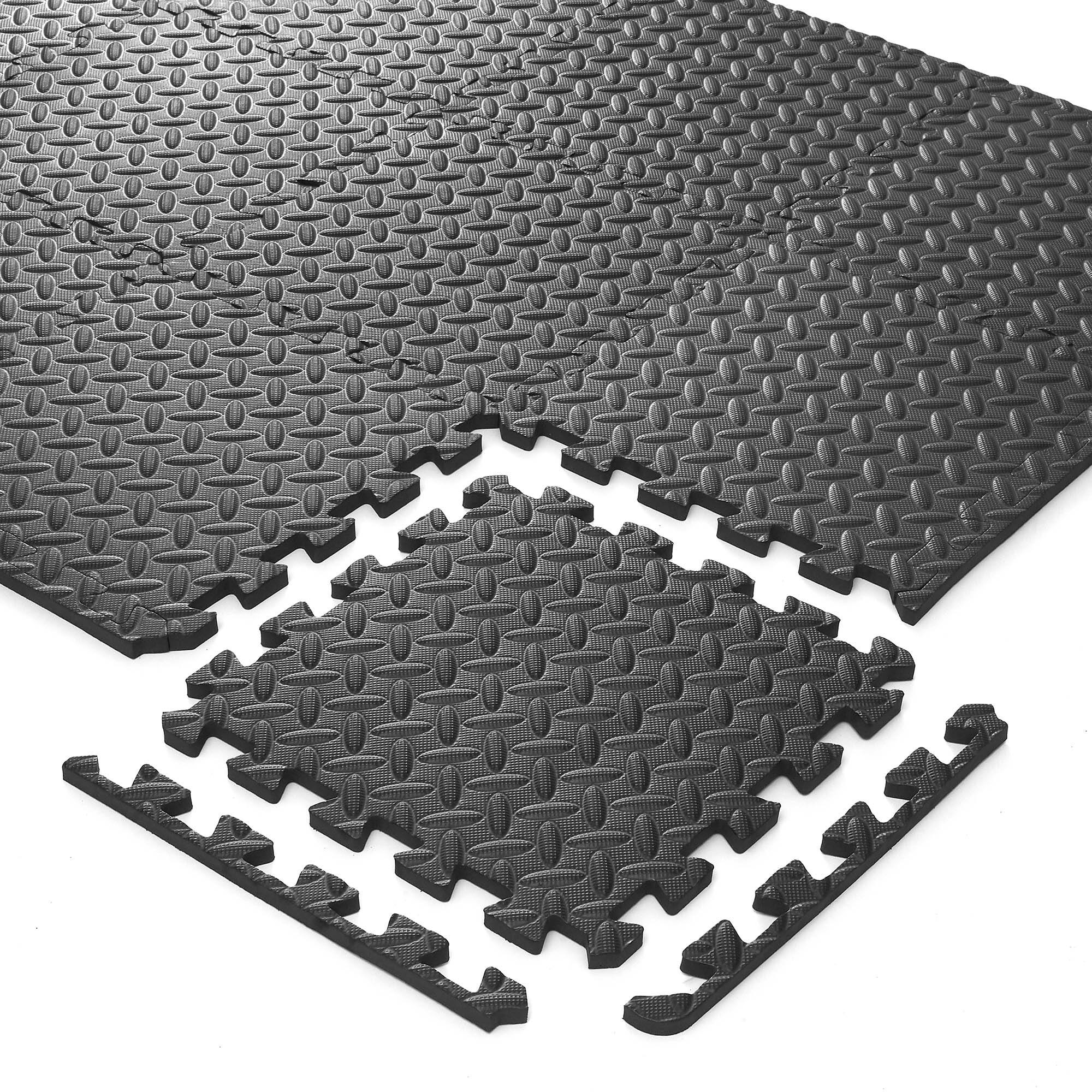 Alt View 3. Philosophy Gym - Exercise Flooring Mats - Foam Rubber Interlocking Puzzle Floor Tiles - Black.