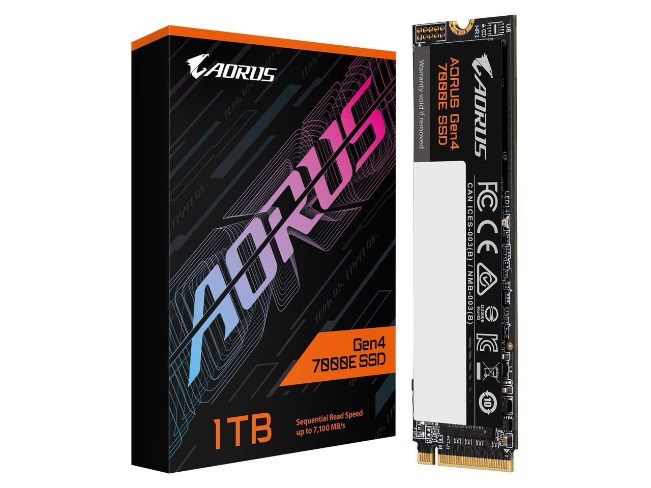 99999 UH 6 D U8. geeee AORUS TERM Warranty TER U' void 7000E ADRUS CAORUS if removed CISS Gen4 UP uh CAN FC 1151 LED1+ : 7008E TER us. 1151 Gen4 SSD uh NMB-003(B) ICES-003(B) / CCE@ RoHs 033006  Awati0a epatl  10 Read Speed Sequential MB/s ITB up to 7,100 12M4