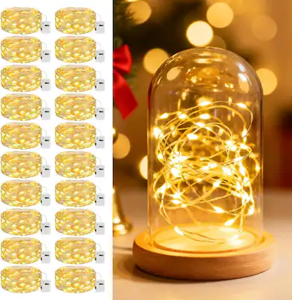 Front. Veranti - 7 ft 20 LED Battery Fairy String Lights for Christmas Wreaths and Halloween Crafts, 3 Modes.