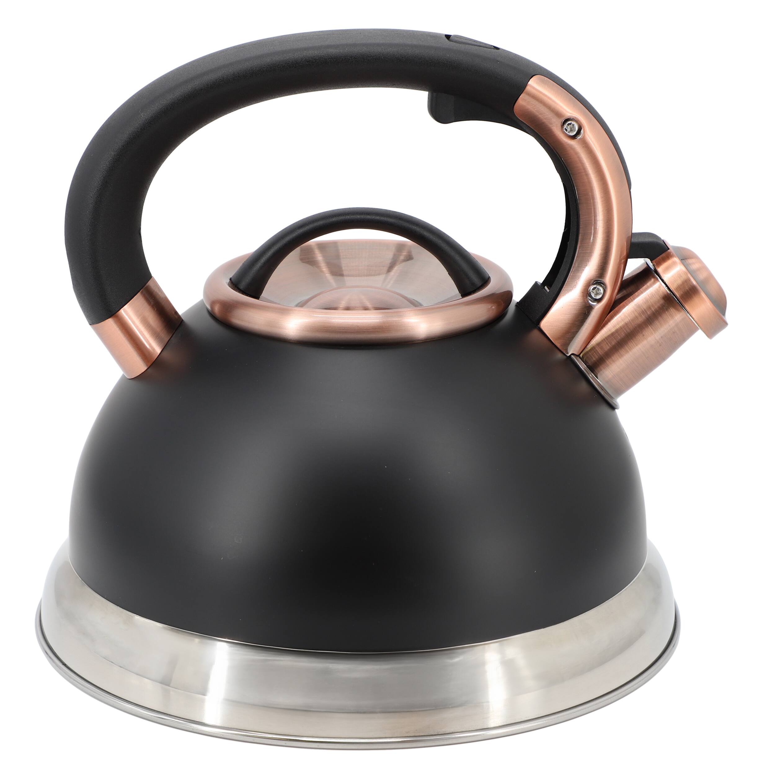 Alt View 2. Mr. Coffee - Mr. Coffee Flintshire 2.2 Quart Stainless Steel Whistling Tea Kettle in Black - Black.