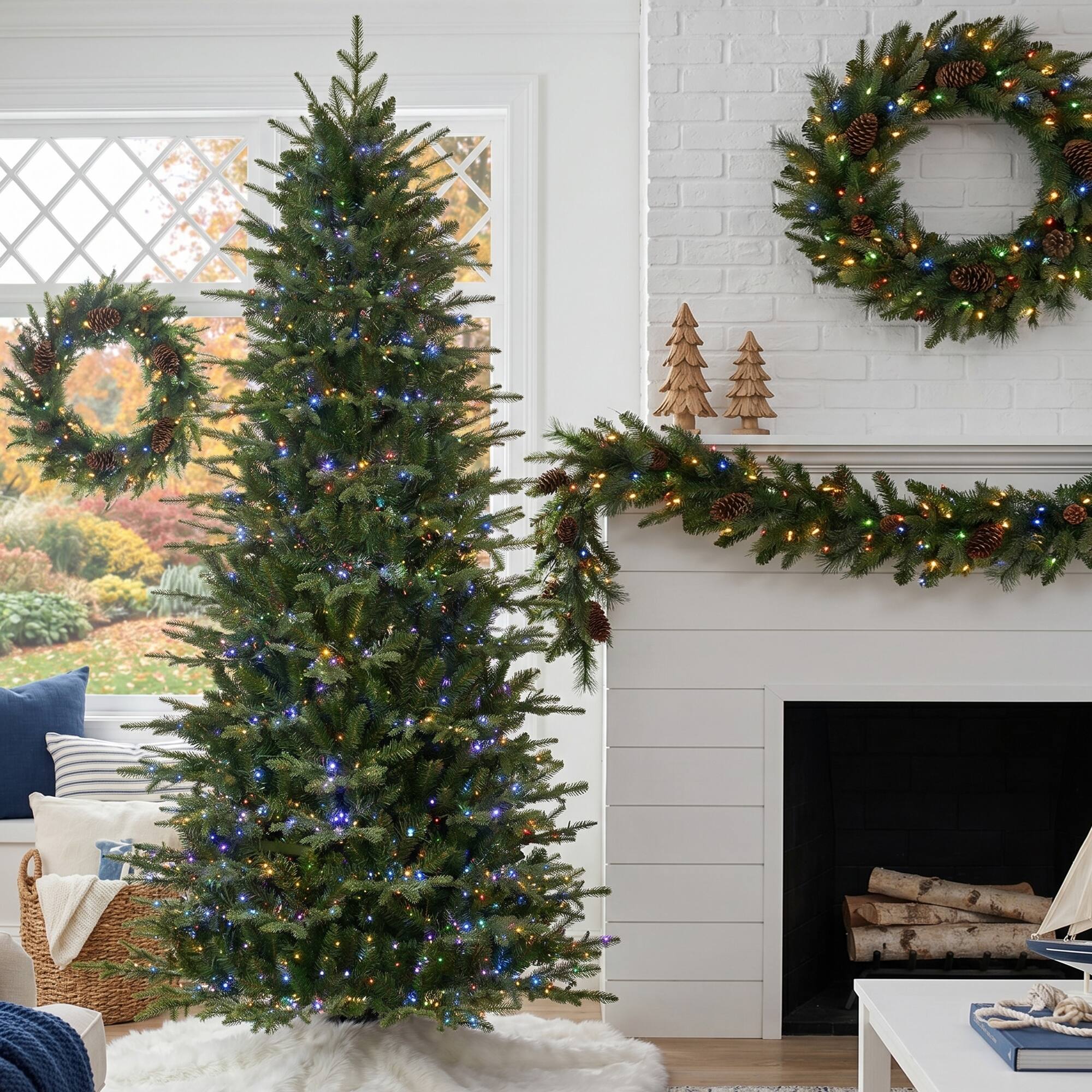 Alt View 9. Glitzhome - 7.5ft Pre-Lit Full Fir Memory wire Artificial Christmas Tree with 2000 Micro Lights - Green.