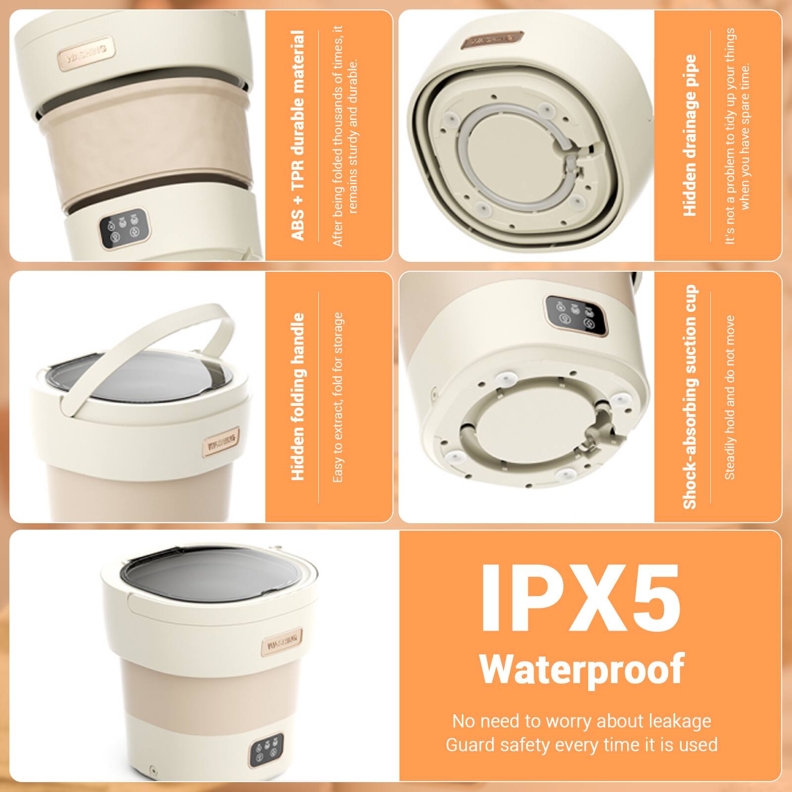 Alt View 1. Acekool - 12L Mini Portable Washing Machine and Dryer for RV Travel Hotel Laundry, Beige - Beige.