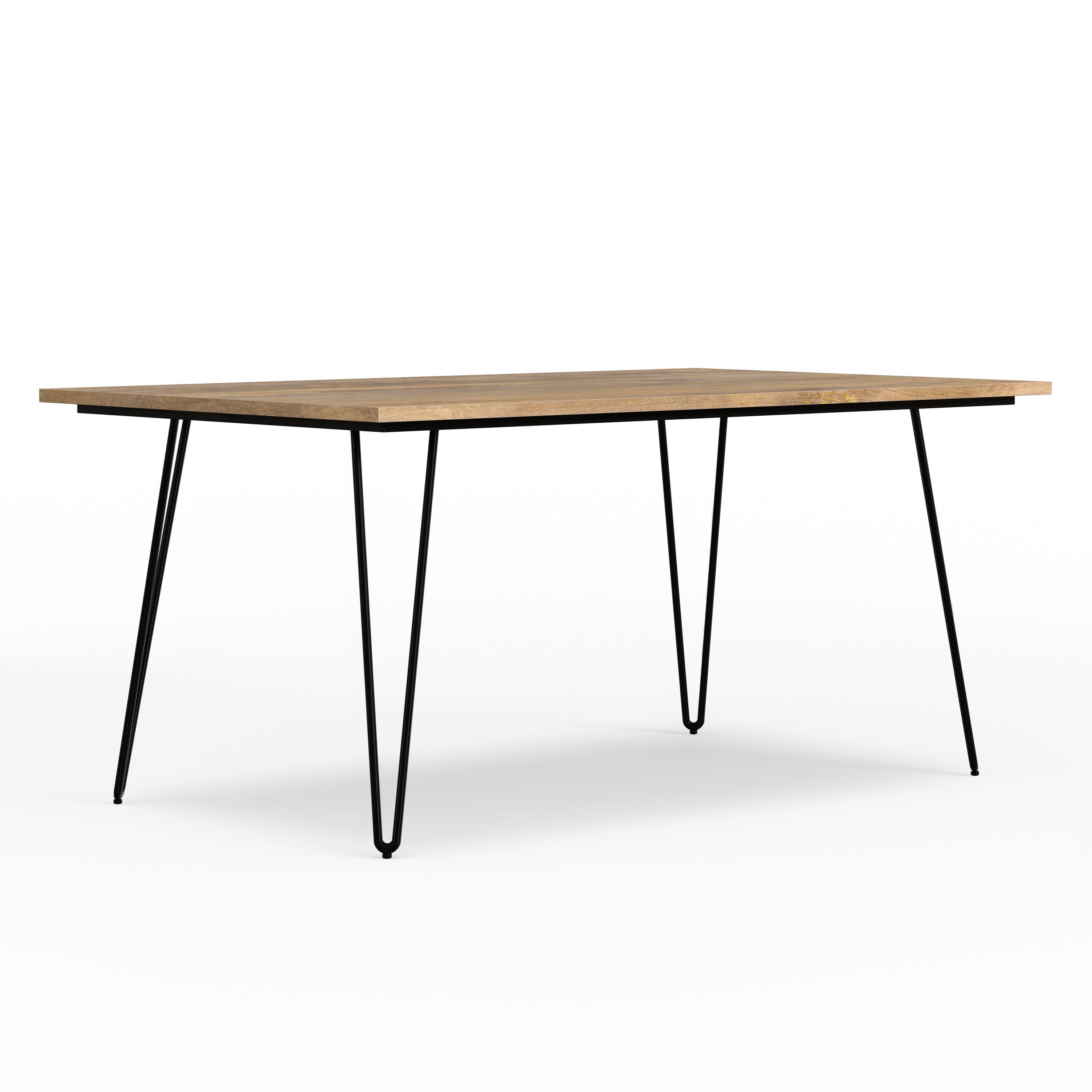 Alt View 7. Simpli Home - Hunter SOLID MANGO WOOD and Metal 66 inch x 40 inch Rectangle Industrial Dining Table in Natural - Natural.
