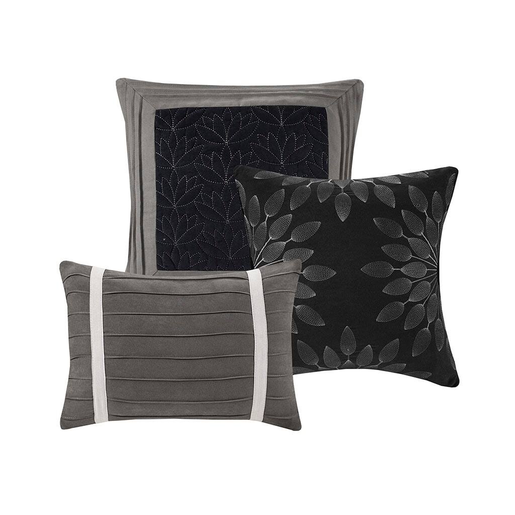 Alt View 3. Gracie Mills - Gracie Mills Bryony 7-Piece Microsuede Comforter Set - Black.
