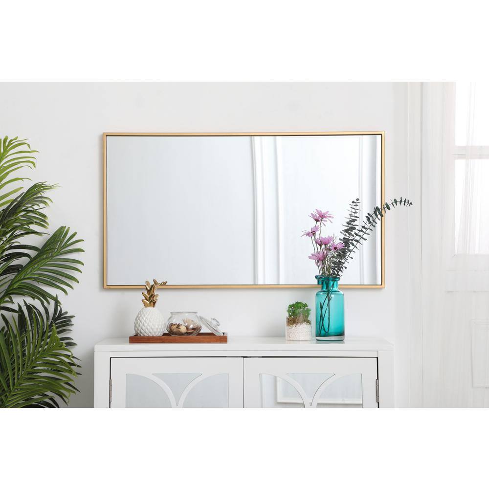 Alt View 4. Elegant Decor - Metal frame rectangle mirror 20 inch in Brass - Brass.