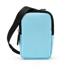 Front. Zink - Soft Camera Case for Small Instant Print Cameras & Printers with Paper Pocket, Strap - Blue.