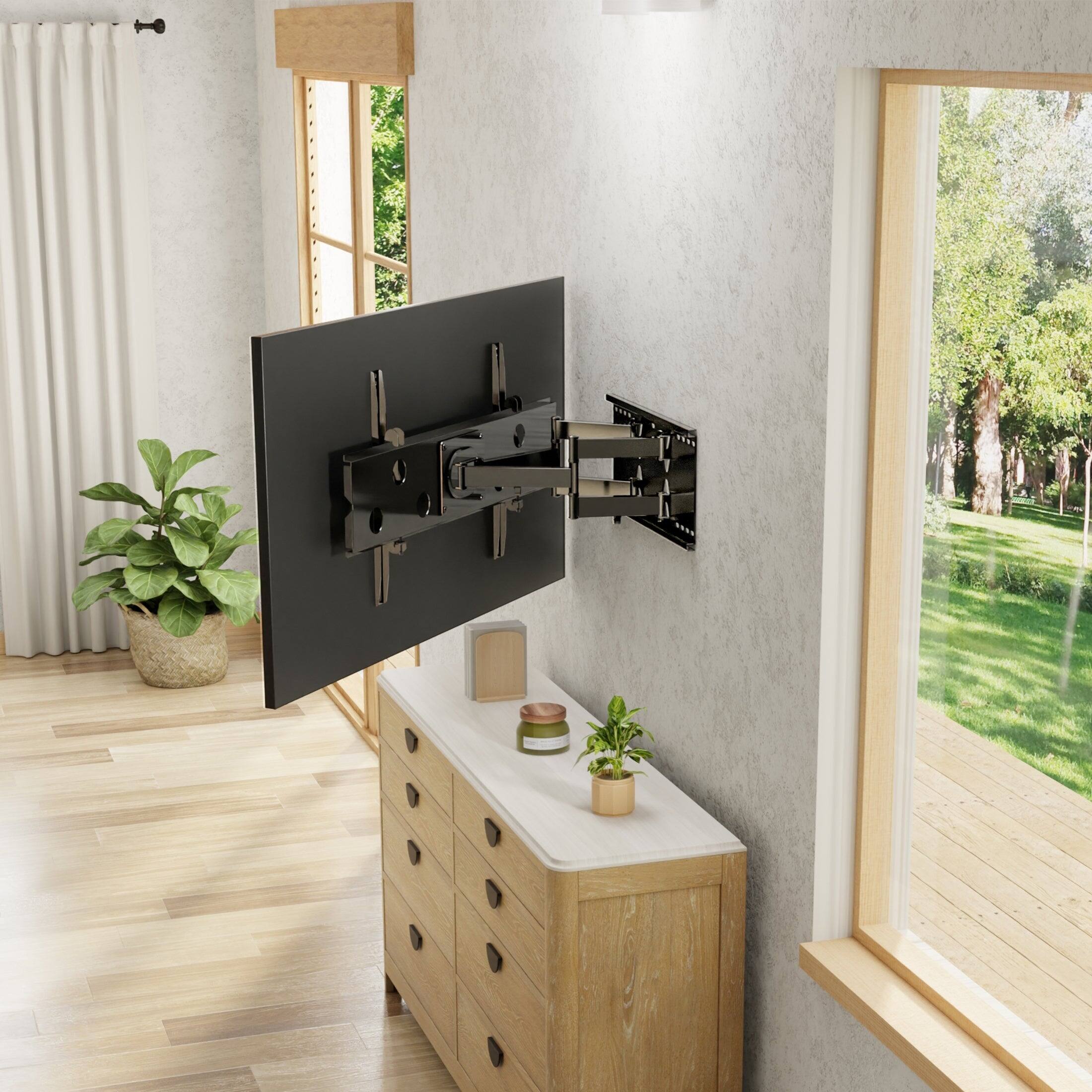 Angle. Mount-It! - Extra Large Full Motion TV Wall Mount for 48–90" – Heavy Duty, 220 lb Capacity, 20" Extension, VESA Compatible - Black.