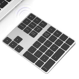 Pacoar Cade - Number Keypad Wireless 10 Keys Pad For Laptop 34 Rechargeable Numeric Numpad Key Extensions Chromebook Notebook Macbook - Silver Grey