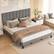 Alt View 1. Costway - King Size Bed Frame Modern Linen Fabric Upholstered Platform Bed with Headboard - Gray.