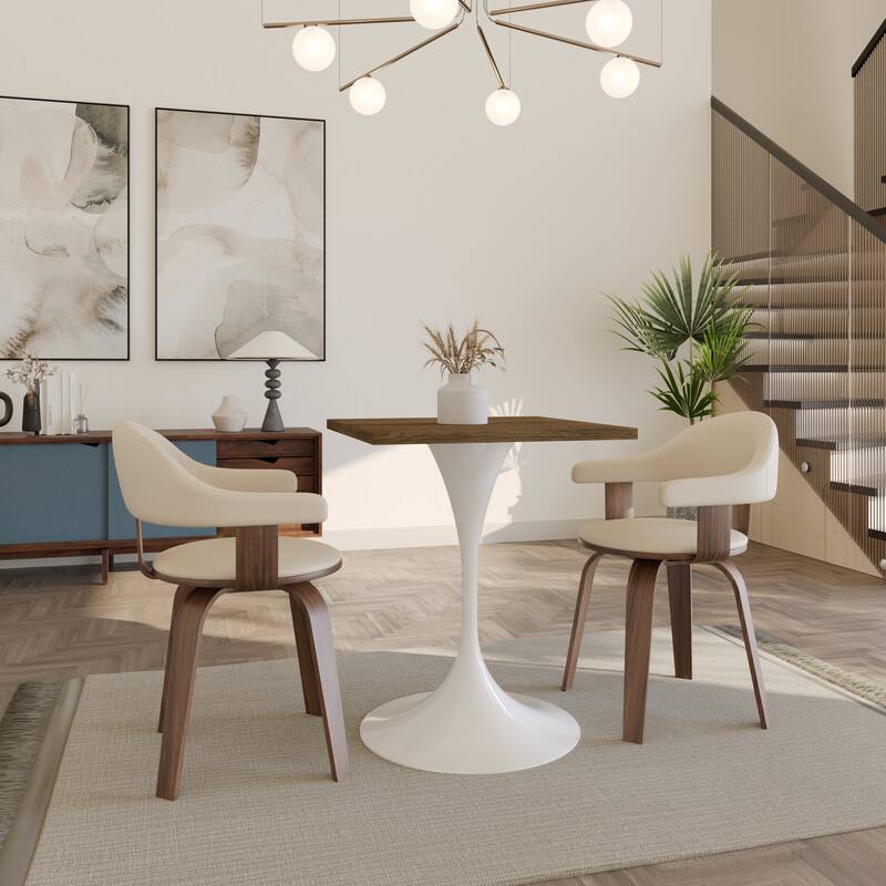 LeisureMod Verve 24 Inch Square Dining Table with MDF Top and White ...
