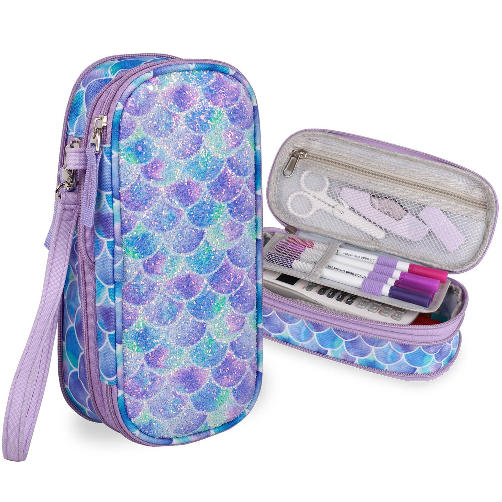 Front. Dapper Styles - Pencil Case For Gils Big Capacity High Storage Pouch Bag Marker Pen Stationery Travel Holder School College Office Or... - Unicorn.